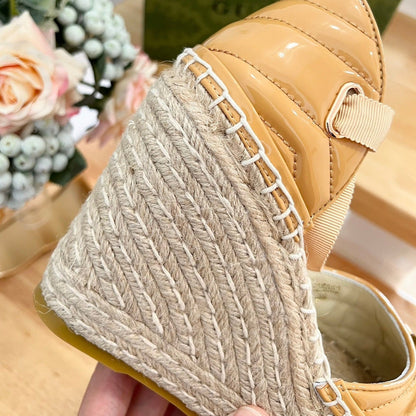 GUCCI Crochet platform Espadrilles Blush Amber Yellow