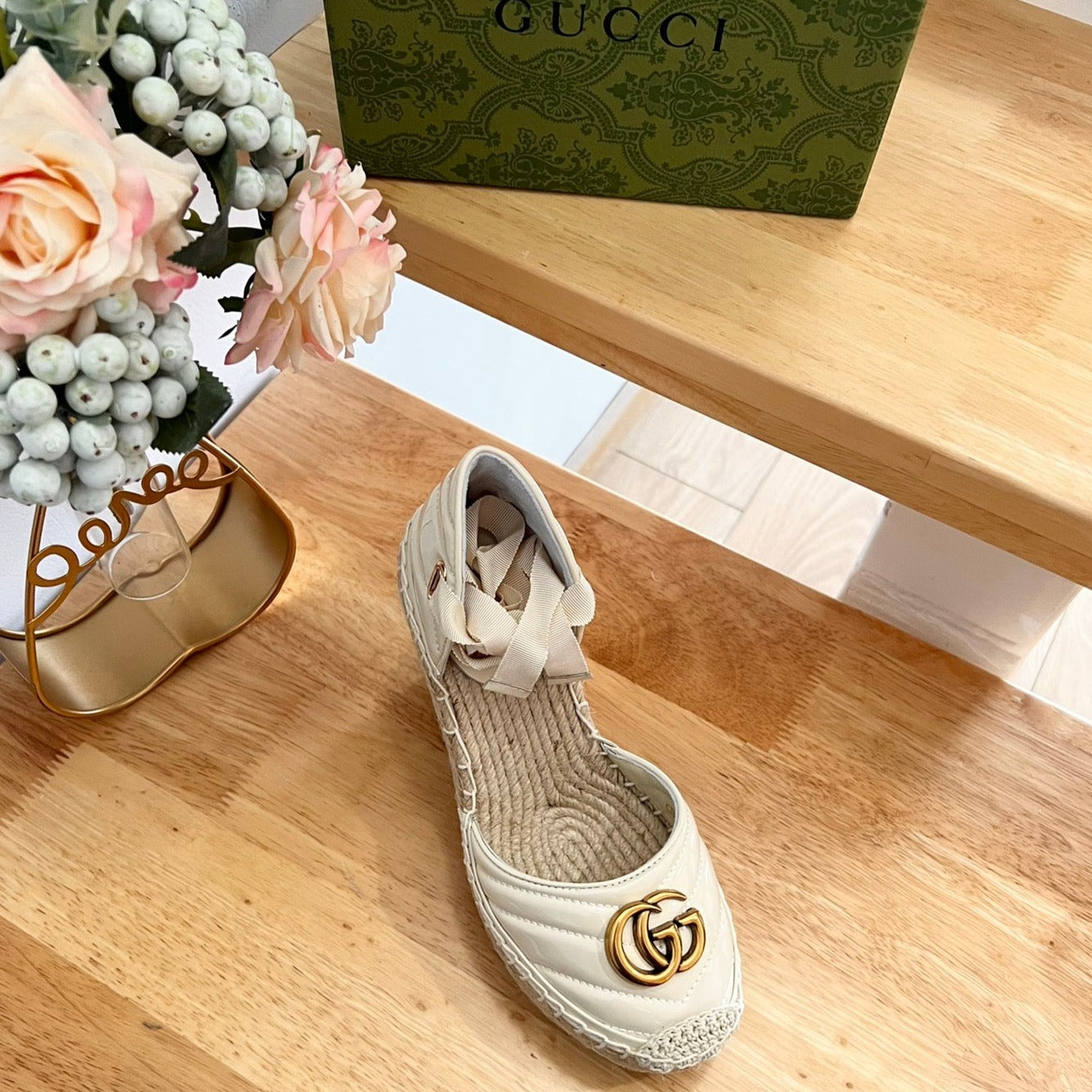 GUCCI Crochet platform Espadrilles White