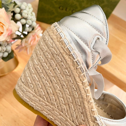 GUCCI Crochet platform Espadrilles Silver