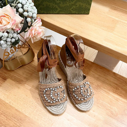 GUCCI Women High Sandal Shoes Brown Caramel