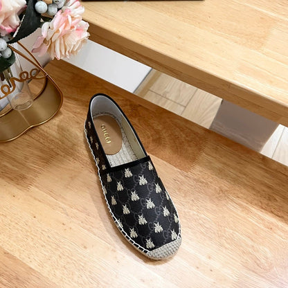 GUCCI Supreme Flat Shoes Black Caro