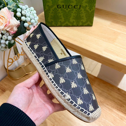 GUCCI Supreme Flat Shoes Black Caro