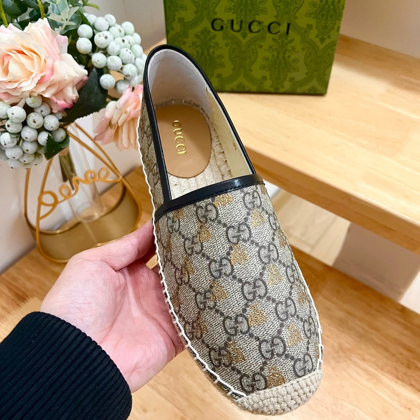 GUCCI Supreme Flat Shoes Brown Caro