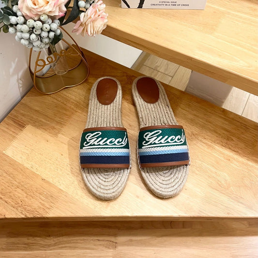 GUCCI SLIDES IN MULTICOLOR RAFFIA