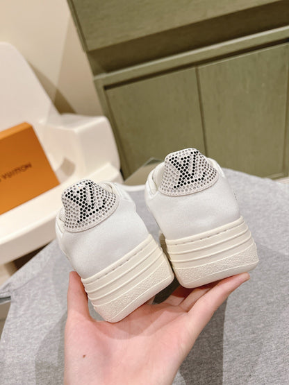 LOUIS VUITTON LV GROOVY SNEAKER IN WHITE MIX BLACK DAMIER STRASS AND CALFSKIN
