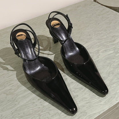 LOUIS VUITTON AIMÉE HIGH 8 CM SLINGBACK PUMPS IN BLACK PATENT CALFSKIN