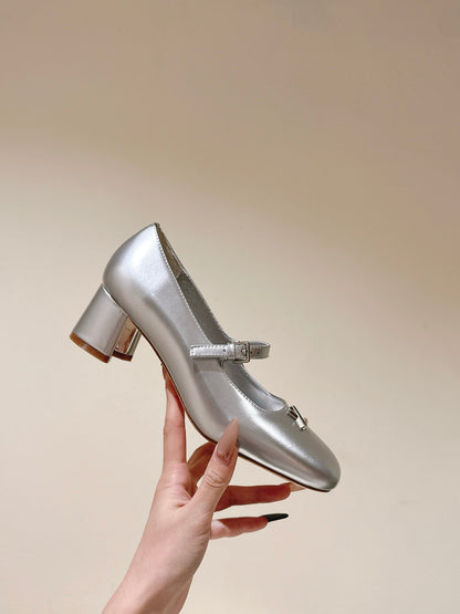 LOUIS VUITTON SWING HIGH MARY JANE 55 MM IN SILVER PATENT CALFSKIN