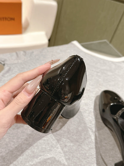 LOUIS VUITTON SWING HIGH MARY JANE 55 MM IN BLACK PATENT CALFSKIN
