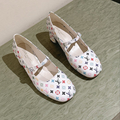 LOUIS VUITTON SWING HIGH MARY JANE 55 MM IN WHITE MONOGRAM CALFSKIN