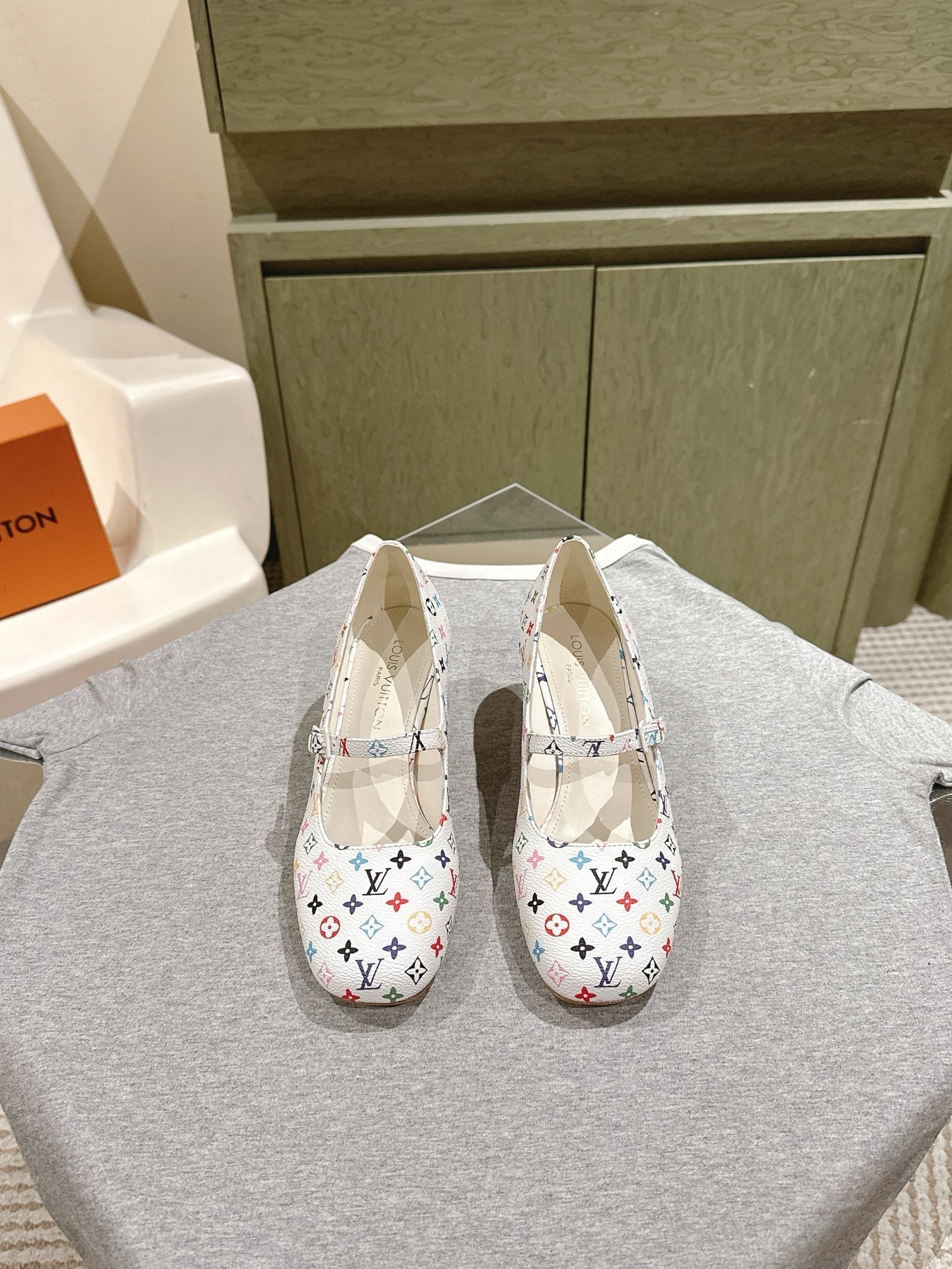 LOUIS VUITTON SWING HIGH MARY JANE 55 MM IN WHITE MONOGRAM CALFSKIN
