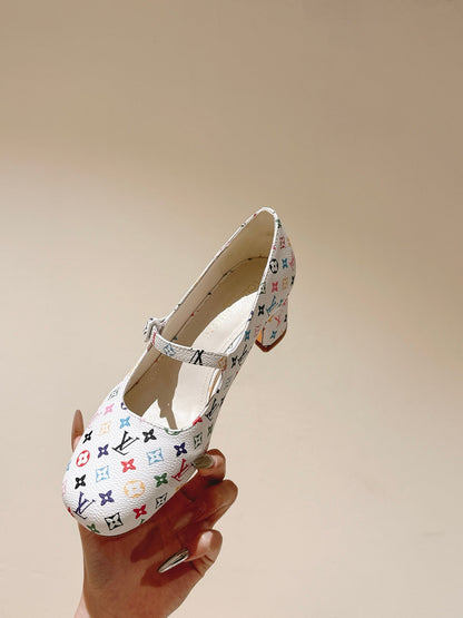 LOUIS VUITTON SWING HIGH MARY JANE 55 MM IN WHITE MONOGRAM CALFSKIN