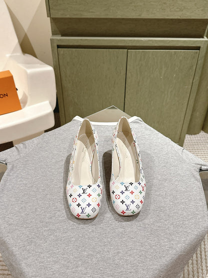 LOUIS VUITTON SWING HIGH PUMP 55 MM IN WHITE MONOGRAM CALFSKIN