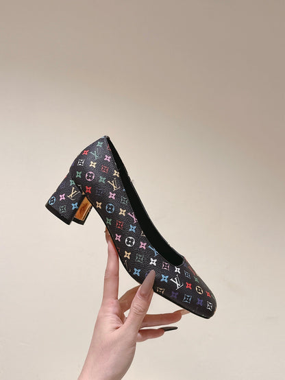LOUIS VUITTON SWING HIGH PUMP 55 MM IN BLACK MONOGRAM CALFSKIN