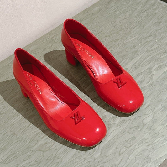 LOUIS VUITTON SWING HIGH PUMP 55 MM IN CRIMSON RED PATENT CALFSKIN