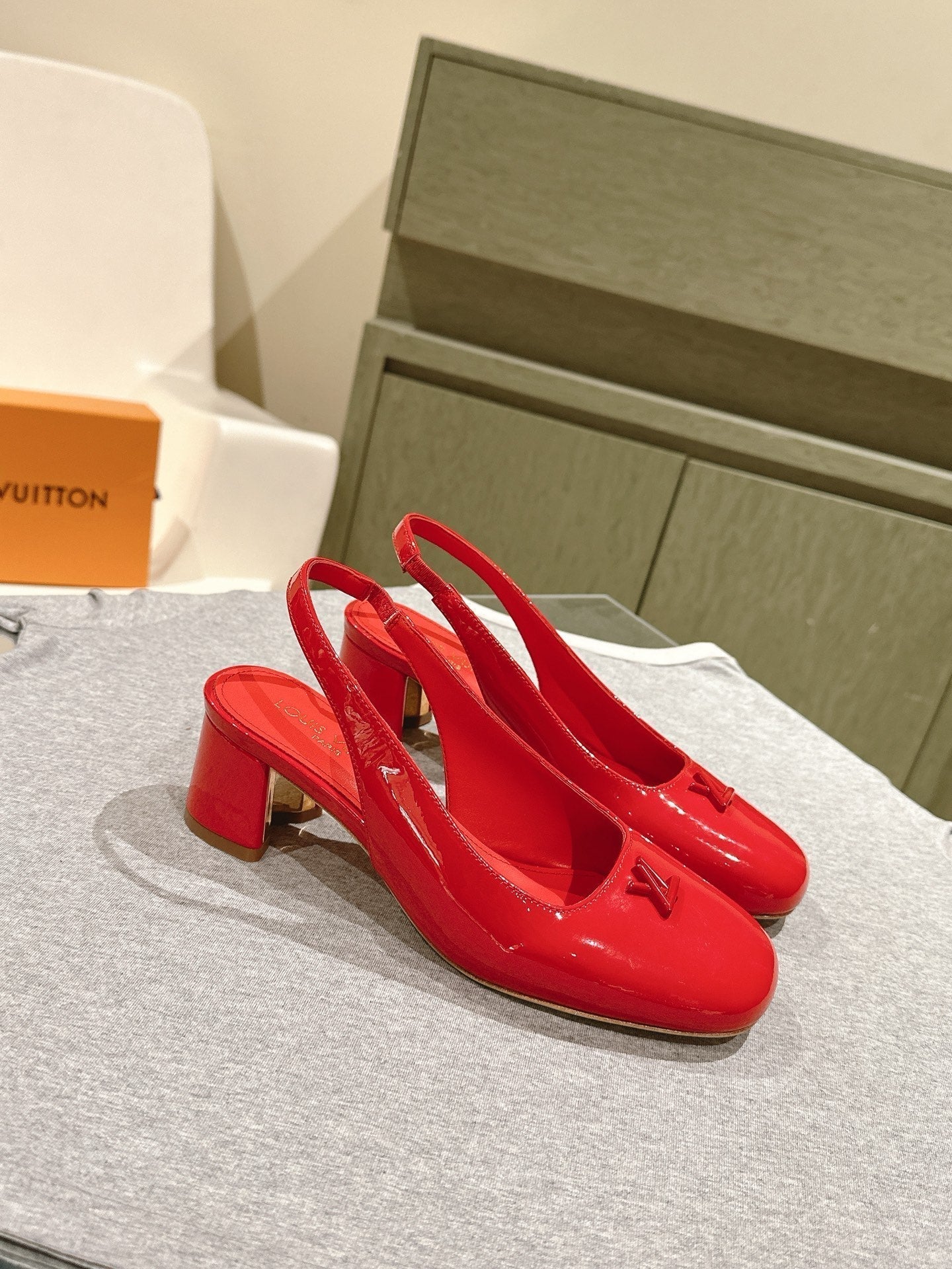 LOUIS VUITTON SWING SLINGBACK PUMP 55 MM IN CRIMSON RED CALFSKIN