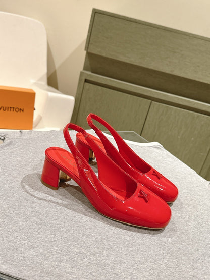 LOUIS VUITTON SWING SLINGBACK PUMP 55 MM IN CRIMSON RED CALFSKIN
