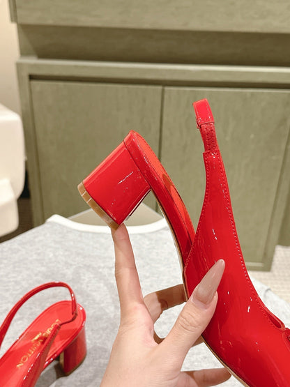 LOUIS VUITTON SWING SLINGBACK PUMP 55 MM IN CRIMSON RED CALFSKIN