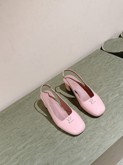 LOUIS VUITTON SWING SLINGBACK PUMP 55 MM IN PEACH PINK CALFSKIN
