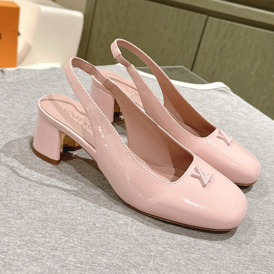 LOUIS VUITTON SWING SLINGBACK PUMP 55 MM IN PEACH PINK CALFSKIN