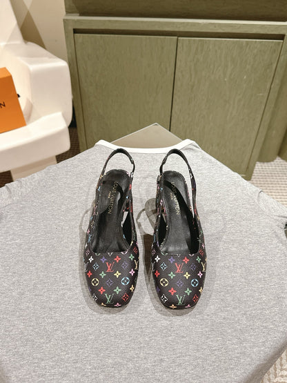LOUIS VUITTON SWING SLINGBACK PUMP 55 MM IN BLACK MONOGRAM CALFSKIN