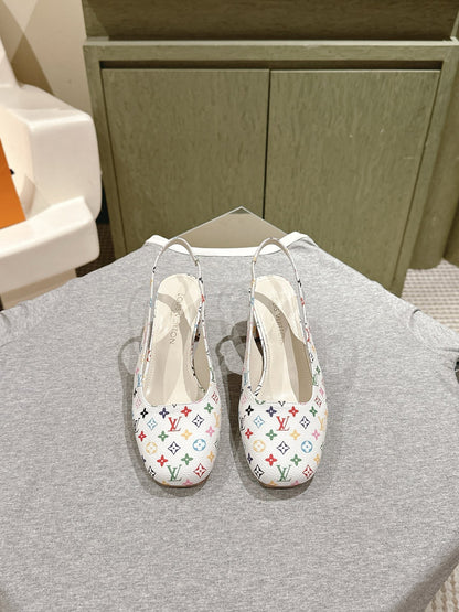LOUIS VUITTON SWING SLINGBACK PUMP 55 MM IN WHITE MONOGRAM CALFSKIN