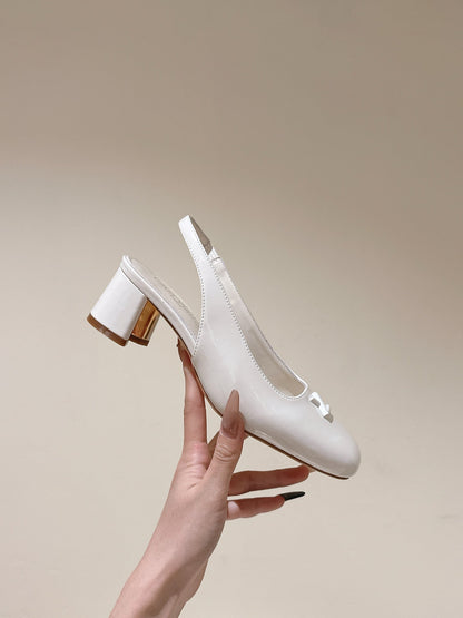LOUIS VUITTON SWING SLINGBACK PUMP 55 MM IN WHITE PATENT CALFSKIN