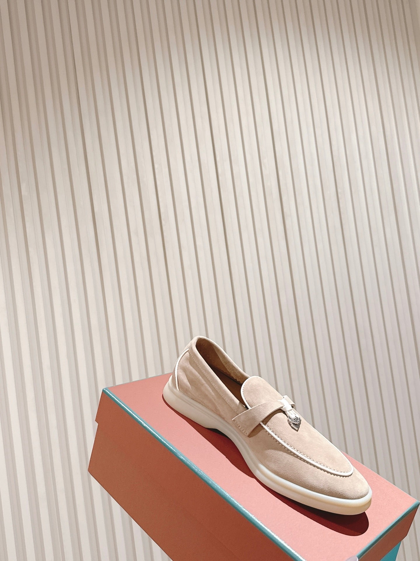 LP LOAFERS 25S IN DARK BEIGE SUEDE WITH SILVER HARDWARE