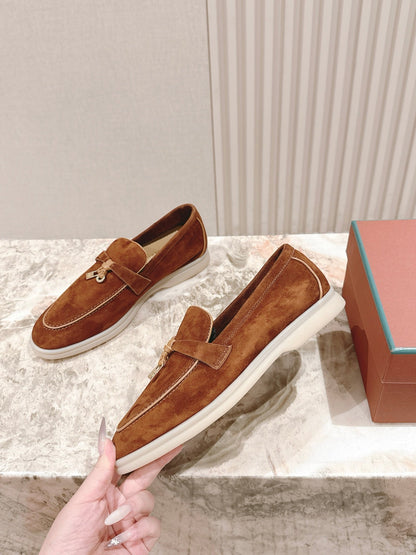 LP LOAFERS 25S IN BROWN SUEDE WITH SILVER HARDWARE