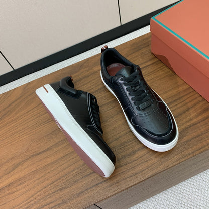 LP SNEAKERS IN BLACK CALFSKIN WITH WHITE SOLE