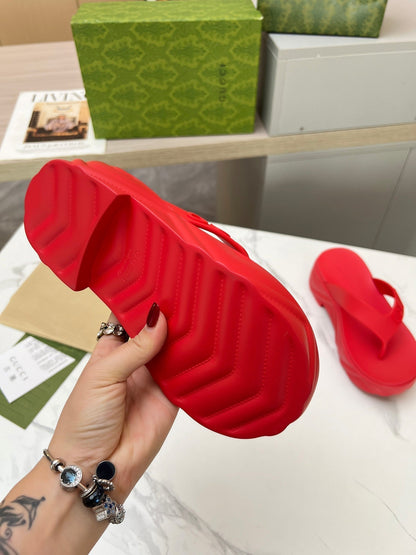 GUCCI THONG PLATFORM IN RUBY RED IMPORTED TPU