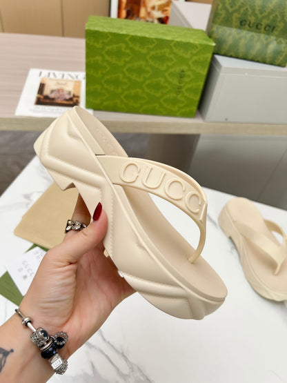 GUCCI THONG PLATFORM IN BEIGE CREAM IMPORTED TPU