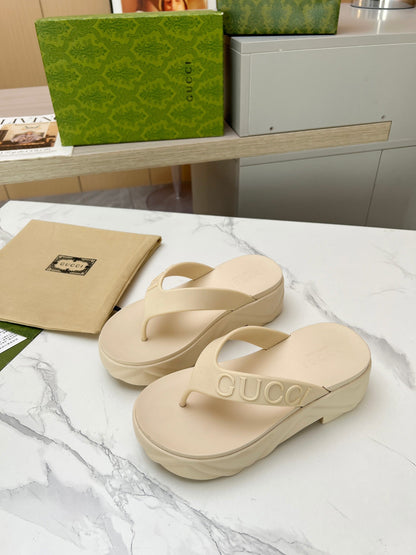 GUCCI THONG PLATFORM IN BEIGE CREAM IMPORTED TPU