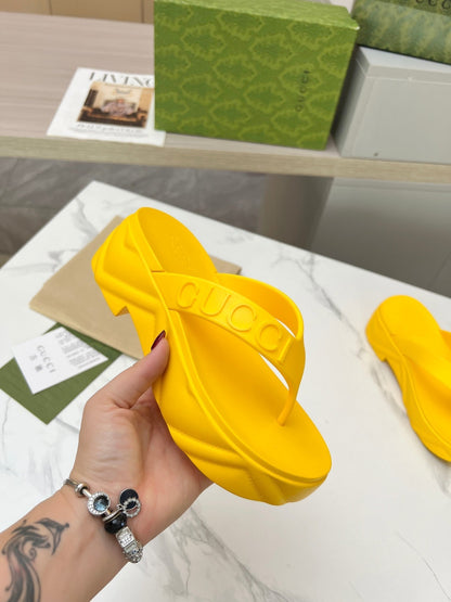 GUCCI THONG PLATFORM IN BRIGHT YELLOW IMPORTED TPU