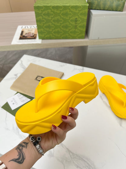 GUCCI THONG PLATFORM IN BRIGHT YELLOW IMPORTED TPU