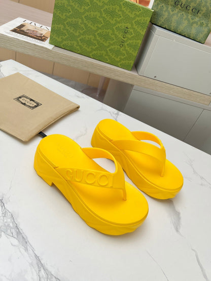 GUCCI THONG PLATFORM IN BRIGHT YELLOW IMPORTED TPU
