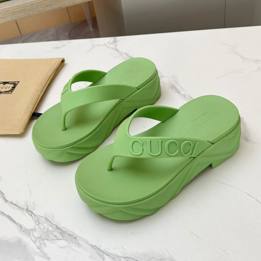 GUCCI THONG PLATFORM IN PISTACHIO GREEN IMPORTED TPU