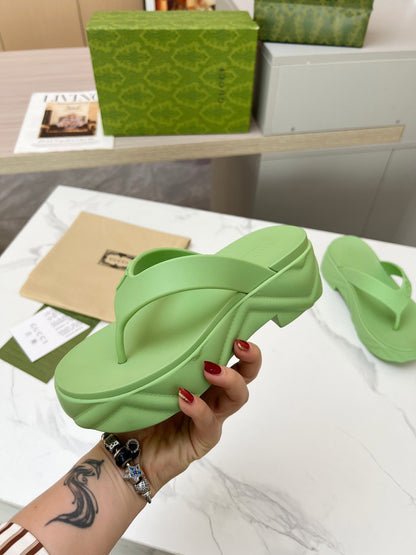 GUCCI THONG PLATFORM IN PISTACHIO GREEN IMPORTED TPU