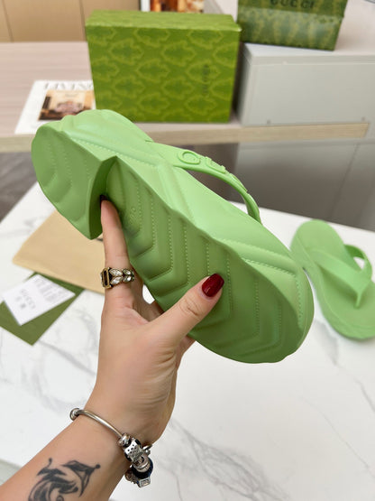 GUCCI THONG PLATFORM IN PISTACHIO GREEN IMPORTED TPU