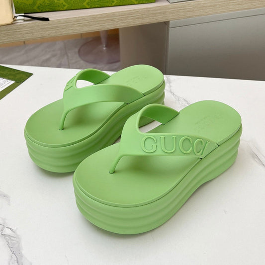 GUCCI THONG PLATFORM 5 CM IN PISCHIATO GREEN IMPORTED TPU