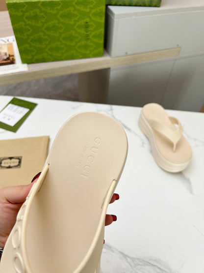 GUCCI THONG PLATFORM 5 CM IN BEIGE CREAM IMPORTED TPU