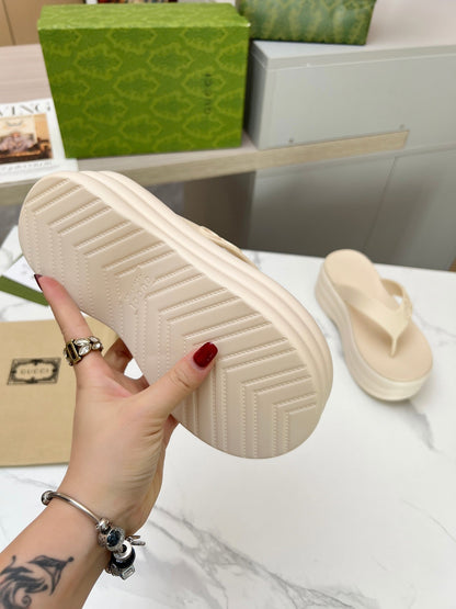 GUCCI THONG PLATFORM 5 CM IN BEIGE CREAM IMPORTED TPU