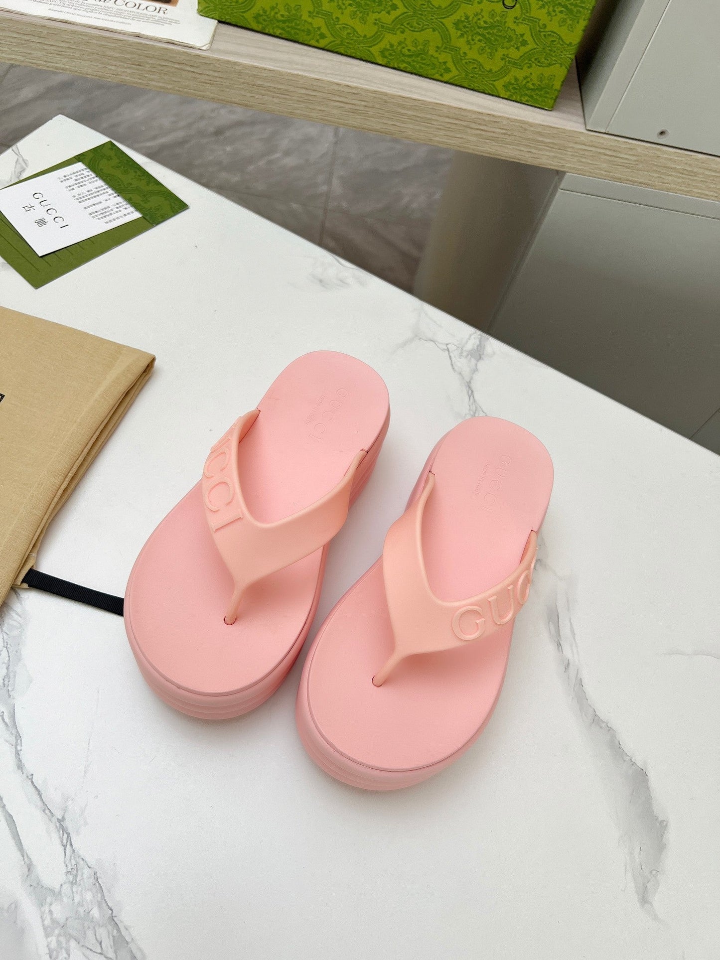 GUCCI THONG PLATFORM 5 CM IN LIGHT PINK IMPORTED TPU