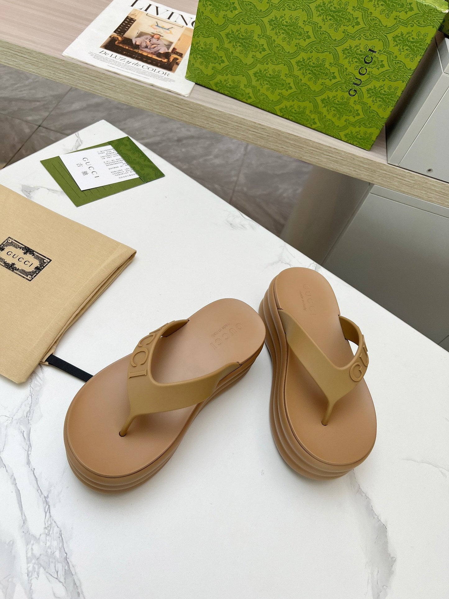 GUCCI THONG PLATFORM 5 CM IN CIDER BROWN IMPORTED TPU