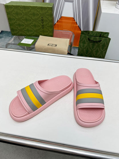 GUCCI PLATFORM SLIPPERS IN LIGHT PINK MIX COLORFUL IMPORTED TPU