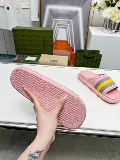 GUCCI PLATFORM SLIPPERS IN LIGHT PINK MIX COLORFUL IMPORTED TPU