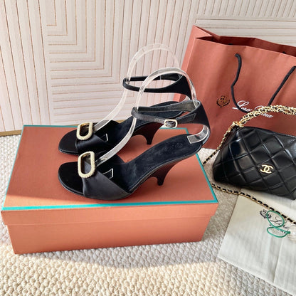 HIGH HEELS SANDALS 80 MM IN BLACK SATIN MIX SUEDE