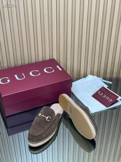 GUCCI 26S LOAFER MULES IN DARK BROWN SUEDE
