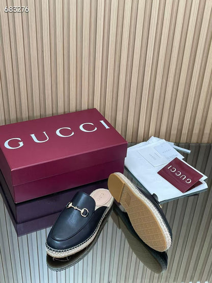 GUCCI 26S LOAFER MULES IN BLACK CALFSKIN