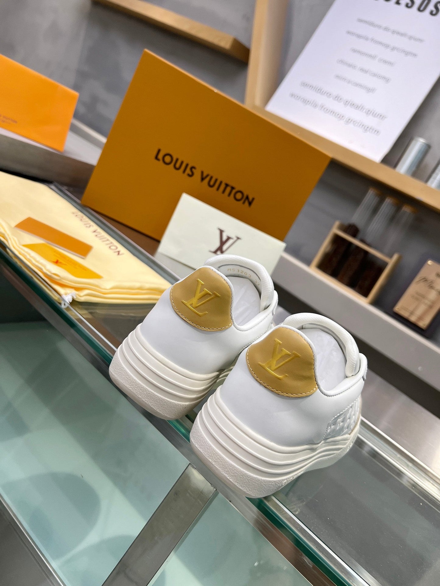 LOUIS VUITTON LV WOMEN GROOVY PLATFORM IN CAMEL BROWN SUEDE MIX WHITE EMBOSSED CALFSKIN