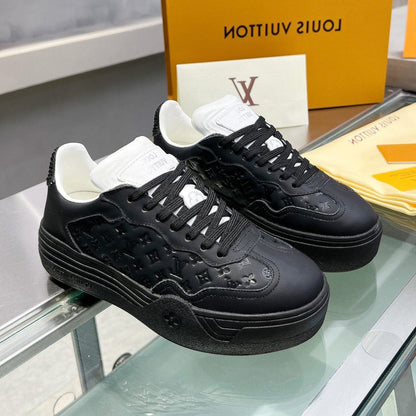 LOUIS VUITTON LV WOMEN GROOVY PLATFORM IN BLACK EMBOSSED CALFSKIN